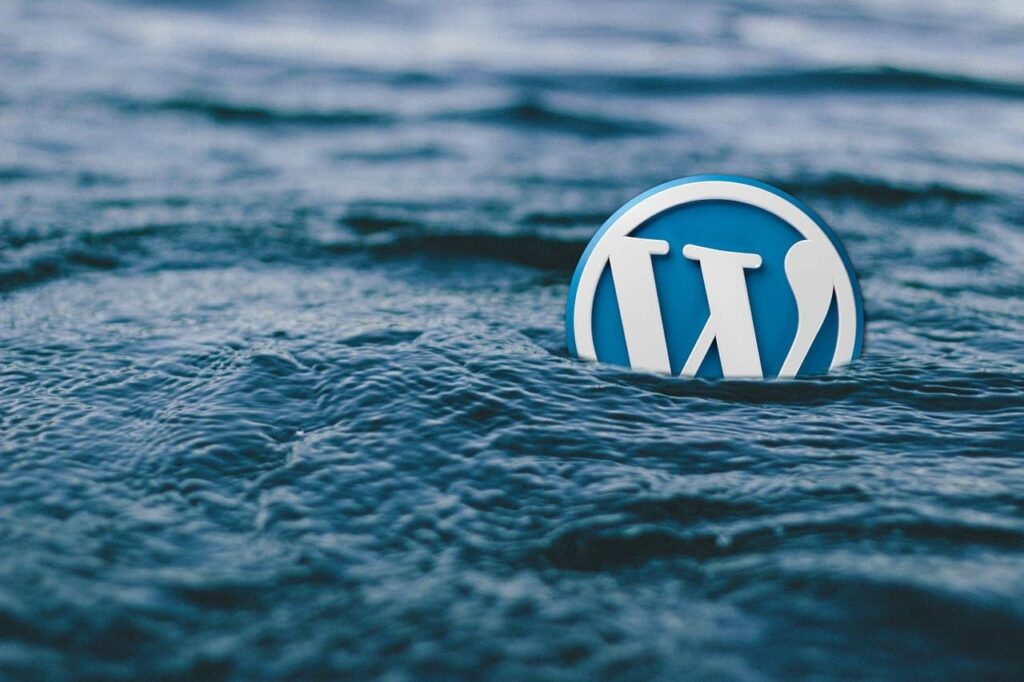 logo wordpress dans la mer