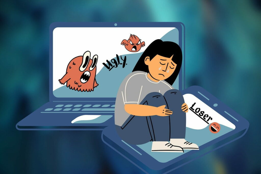représentation d'un jeune devant un ordinateur cyberintimidation